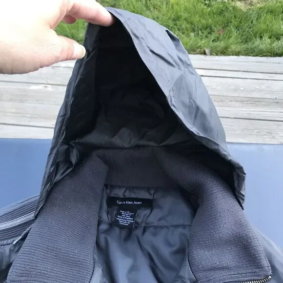 Calvin Klein Mens Full Zip Hooded Jacket Green & Gray Gunmetal Sz large READ - Picture 4 of 12